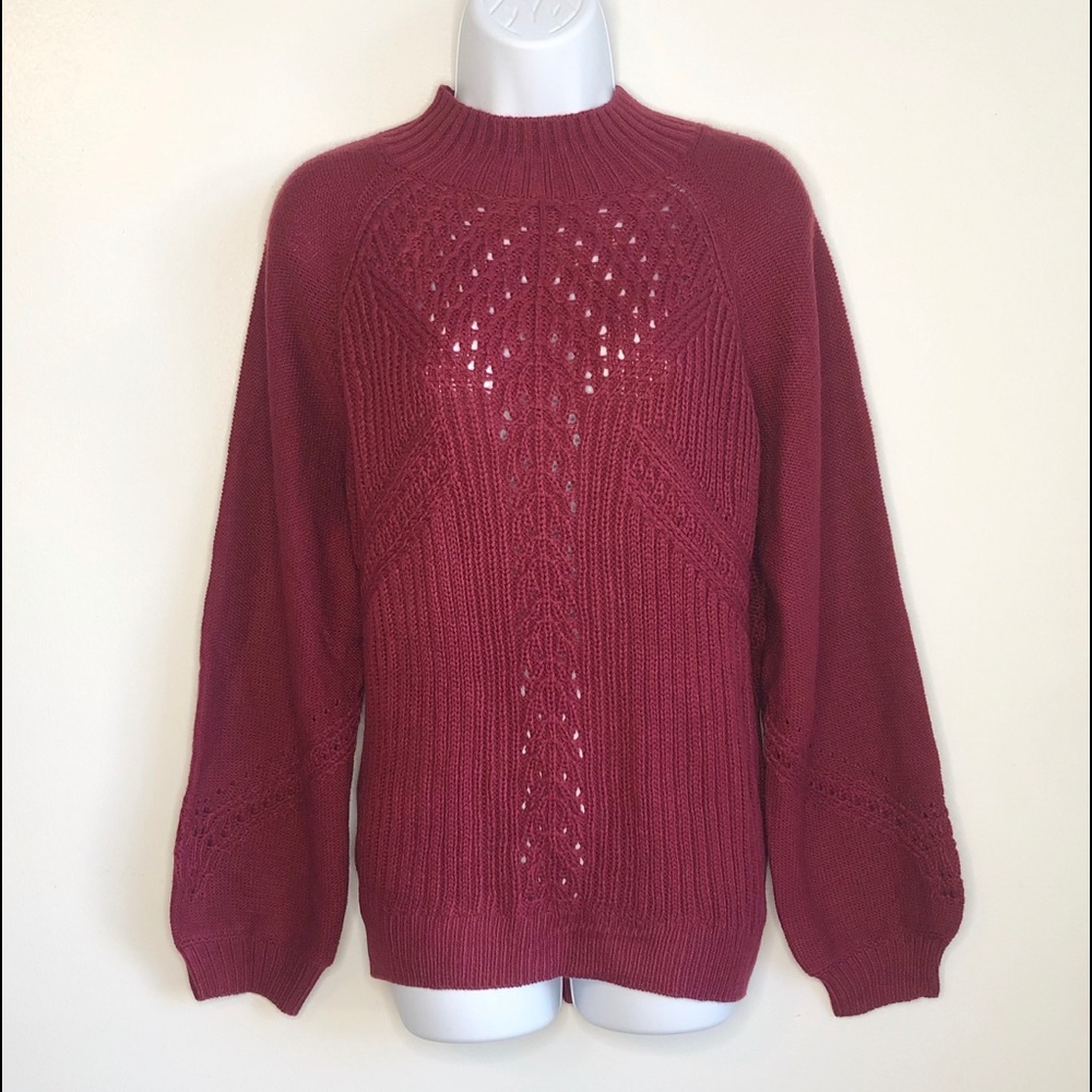 NWT AMERICAN RAG Burgundy mock neck sweater
